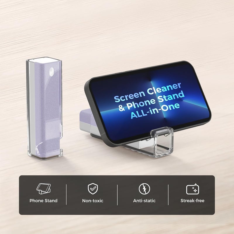 CLICK CLEAN Screen Cleaner, Fingerprint Proof Screen Cleaner Spray, All-in-One Cleaner with Microfiber and Shell for All Phones, Laptop and Tablet Screens (Purple) - Image 2
